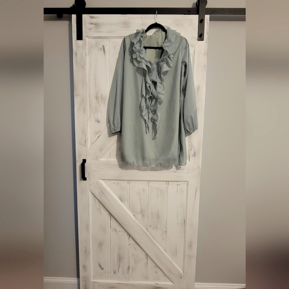 Large sage color sheer dress